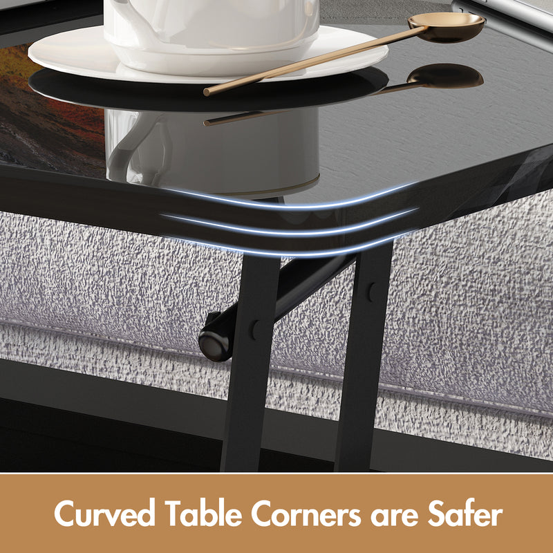 Advwin Lift Top Coffee Table with LED Lights