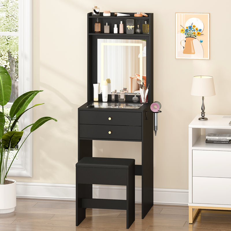 black dress with peter pan collar Advwin Dressing Table Stool Set Glass Desktop