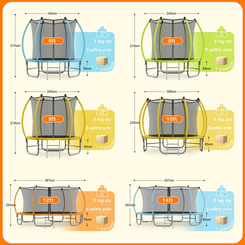 Advwin 14FT Trampoline Outdoor Recreational Trampoline Blue