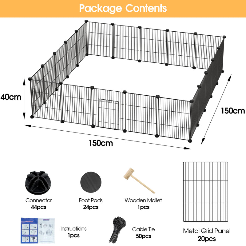 Advwin DIY Pet Playpen Metal Fence 20 Panels
