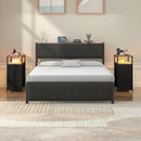 Advwin LED Narrow Bedside Table with Charging Station