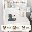 Advwin Set of 2 Tall Bedside Table with Charging Station