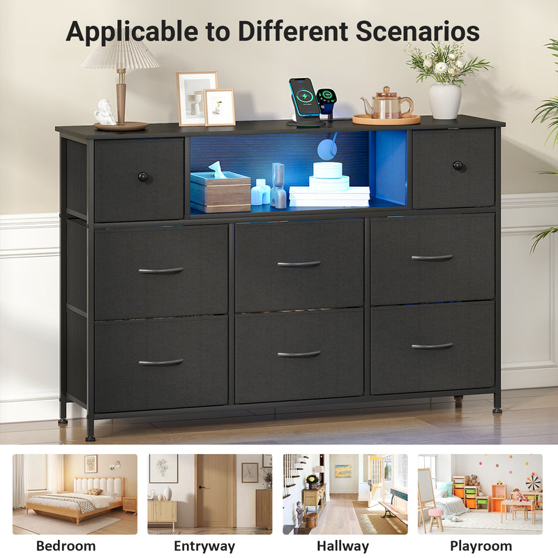 Advwin 8 Storage Drawers with LED & Charging Station