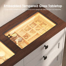 Advwin 8 Drawers Dresser with LED Lights & Glass Top