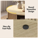Advwin 80cm Round Coffee Table with Sliding Door & Storage