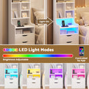 Advwin Set of 2 Tall LED Nightstands w/ Charging Station
