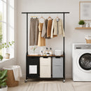 Advwin 3 Section Rolling Laundry Basket with Hanging Rack