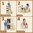Advwin 4-in-1 Foldable Toddler Step Stool with Blackboard