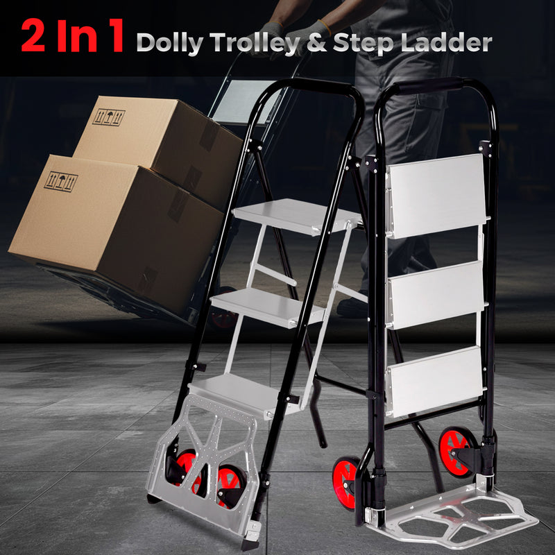 Advwin 2-In-1 Folding Ladder & Hand Truck