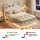 Advwin Velvet Floating Bed Frame with LED Lights