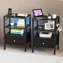 Advwin LED Bedside Tables with Fabric Drawer Set of 2