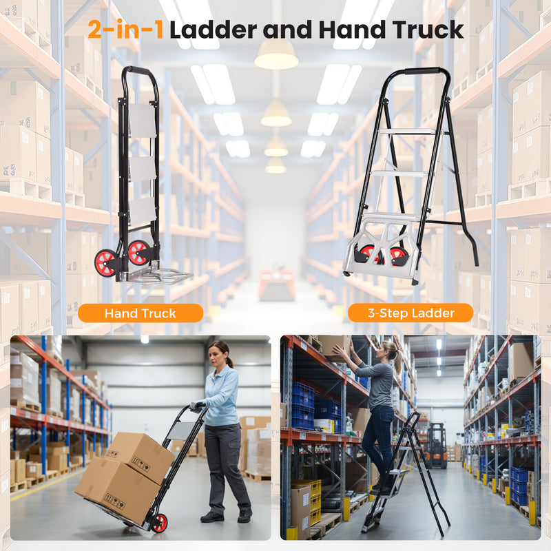 Advwin 2-In-1 Folding Ladder & Hand Truck