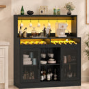 Advwin Wine Bar Cabinet w/ LED Lights & Power Outlets