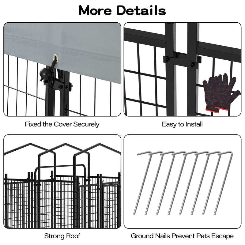 Advwin 8 Panels Outdoor Dog Kennel w/ Secure Lock