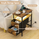 Advwin Bedside Table w/ AC Outlets and USB Ports