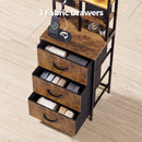Advwin LED Bedside Table w/ Charging Station Rustic Brown