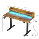 Advwin LED RGB Light Electric Standing Desk Brown