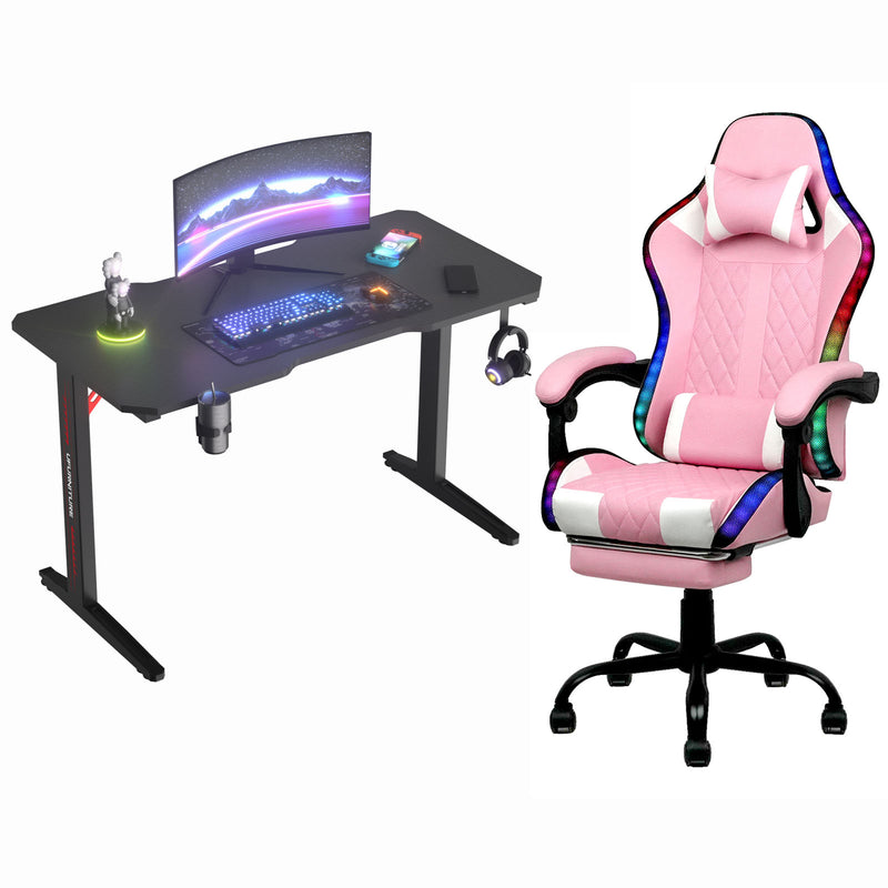 Advwin Gaming Desk & Gaming Chair RGB LED Massage Office Chair