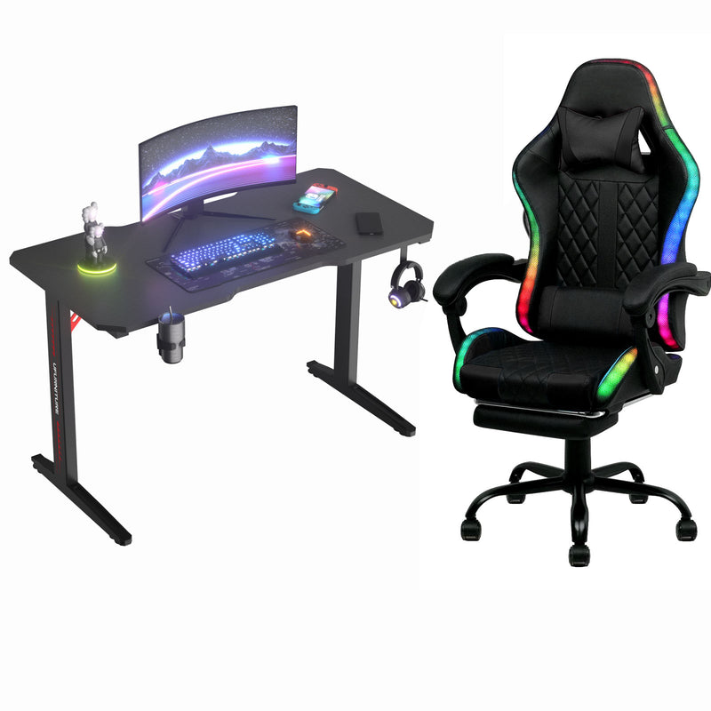 Advwin Gaming Desk & Gaming Chair RGB LED Massage Office Chair