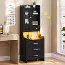 Advwin 125cm Tall Bedside Table with Charging Station