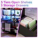 Advwin U Shaped Gaming Desk with LED Lights 164cm