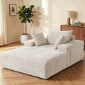 Advwin 132cm Corduroy Chaise Lounge Chair with Cushion