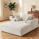 Advwin 132cm Corduroy Chaise Lounge Chair with Cushion