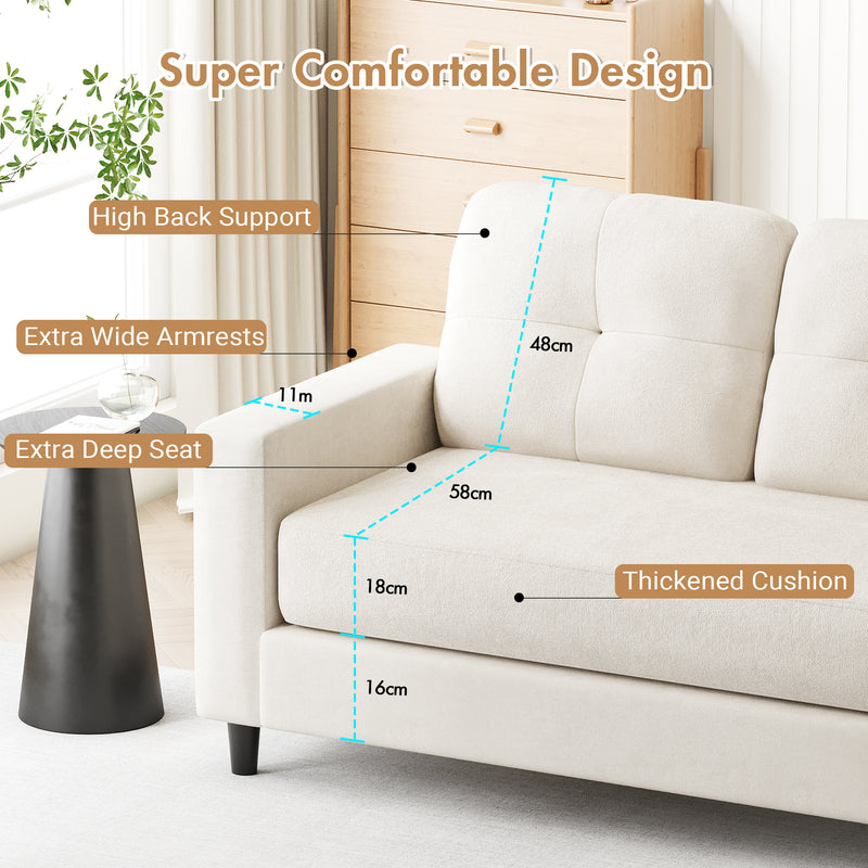 Advwin 2-Seater Sofa 132cm Loveseat Sofa Beige