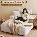 Advwin 132cm Corduroy Chaise Lounge Chair with Cushion