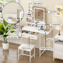 Advwin Expandable Vanity Desk Stool Set