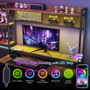 Advwin Gaming Desk with LED Lights & Power Outlets 165cm