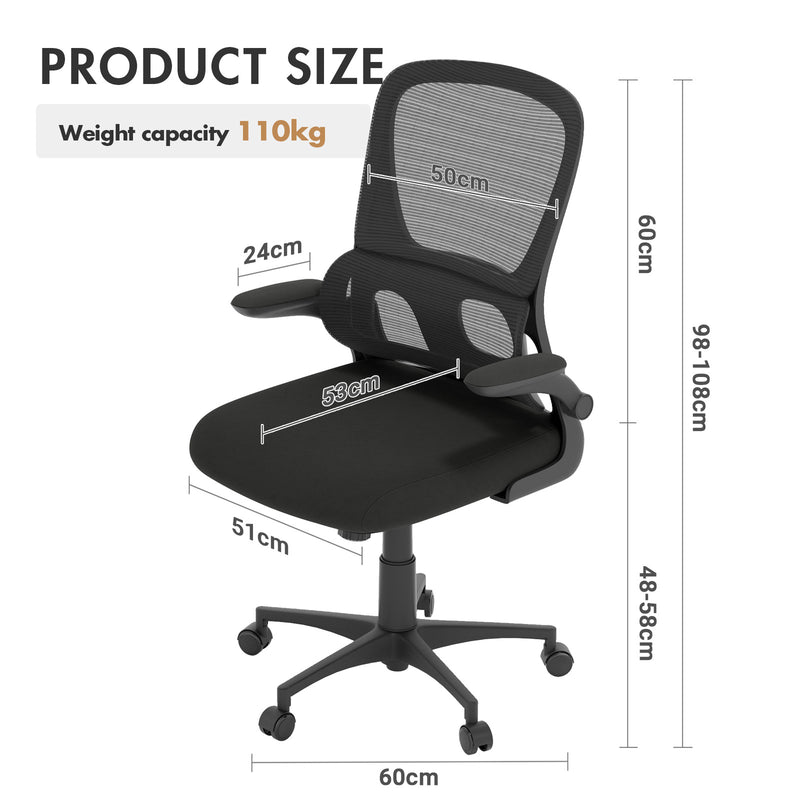 Advwin Ergonomic Mesh Office Chair w/Flip-up Armrests