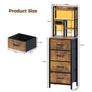 Advwin Tall Bedside Table with Charging Station
