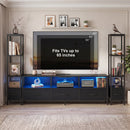 Advwin 197cm TV Stand with Bookshelf & LED Lights