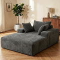 Advwin 132cm Corduroy Chaise Lounge Chair with Cushion