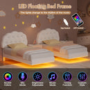 Advwin LED Floating Bed Frame w/ Adjustable Headboard King Single