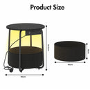 Advwin Round End Table w/ Charging Station & Fabric Basket