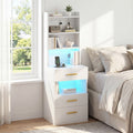 Advwin Tall Bedside Table with Charging Station