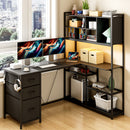 Advwin L Shaped Gaming Desk with LED Lights 148cm