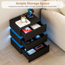 Advwin Bedside Table 3 Drawers With with Charging Station