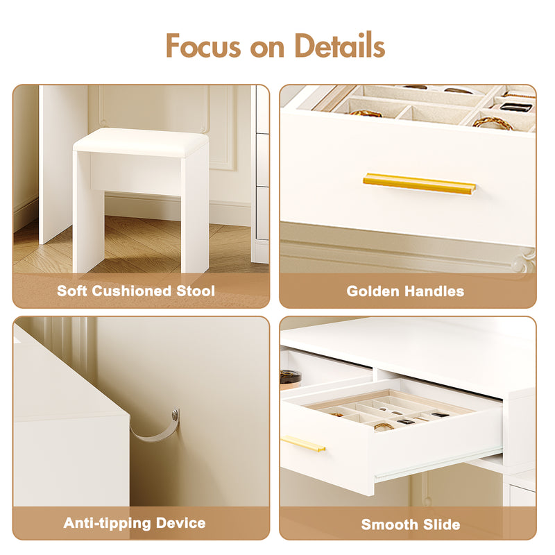 Advwin Dressing Table with LED Mirror RGB Cabinet