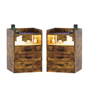 Advwin Bedside Table with Charging Station Set of 2