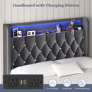 Advwin LED Bed Frame with Velvet Upholstered Headboard