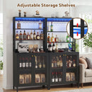Advwin LED Wine Bar Cabinet with Charging Station Black