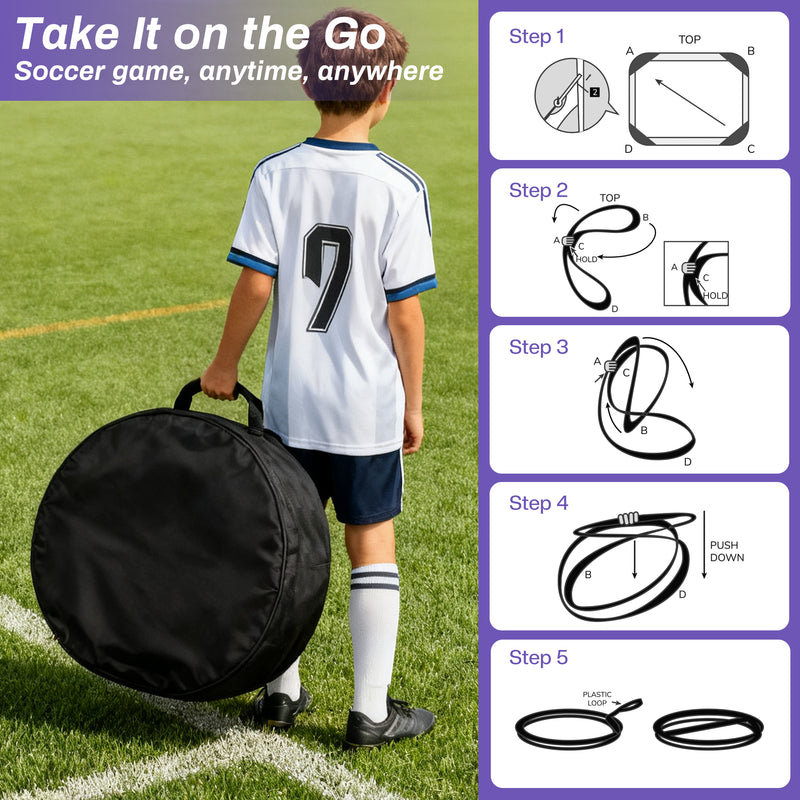 Advwin Pop-Up 2-in-1 Football Goal 120×80cm