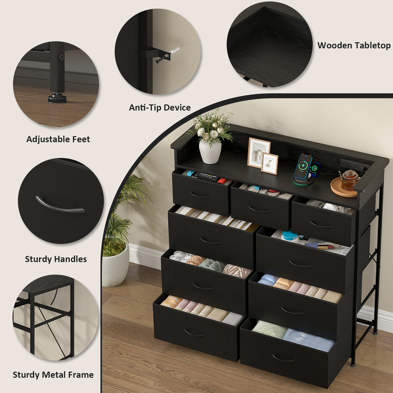 Advwin Chest of 9 Drawers Storage Cabinet with Open Shelf