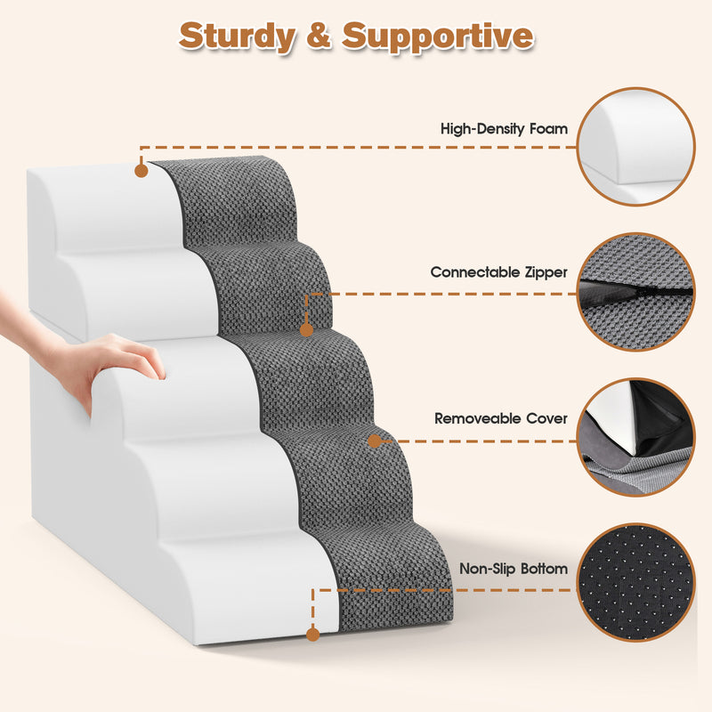 Advwin 2-in-1 Removable 5 Steps Pet Stairs