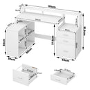 Advwin L Shaped Computer Desk with LED Lights White