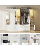 Advwin 3 Doors Armoire Wardrobe Closet with Mirror