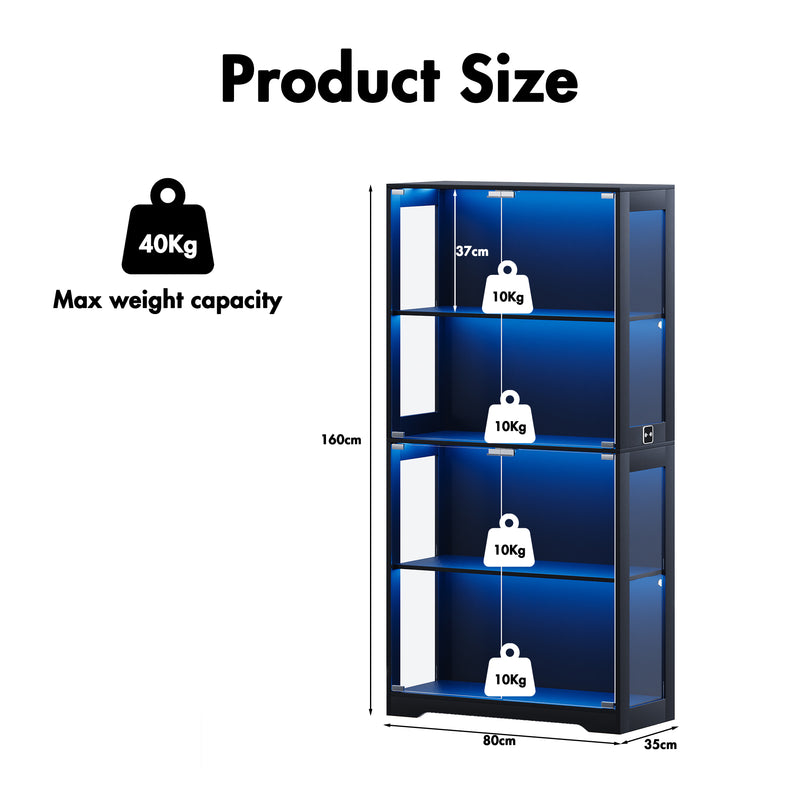Advwin Display Advwin 4 Tier Display Cabinet Tall Storage